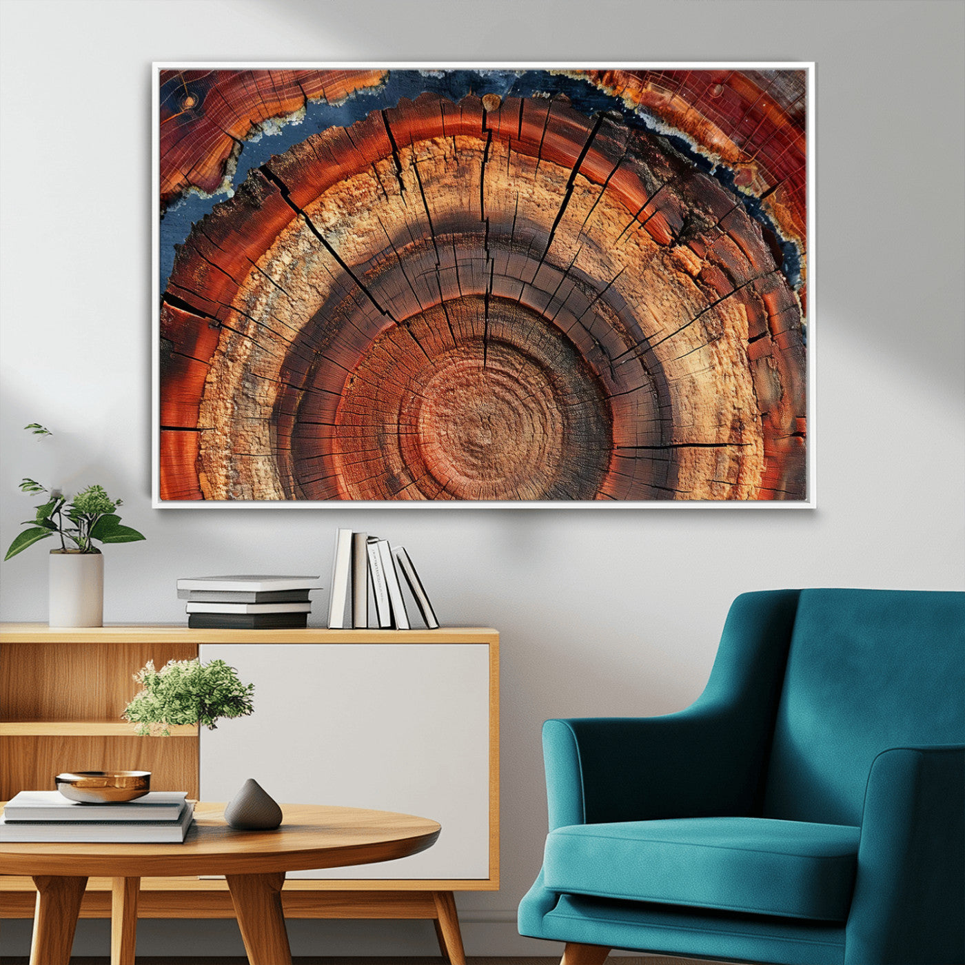 MGV-FC-36X24 - Abstract Tree Ring Art, Colorful Tree Ring Wall Decor, Minimalist Home Canvas Art, Modern Farmhouse