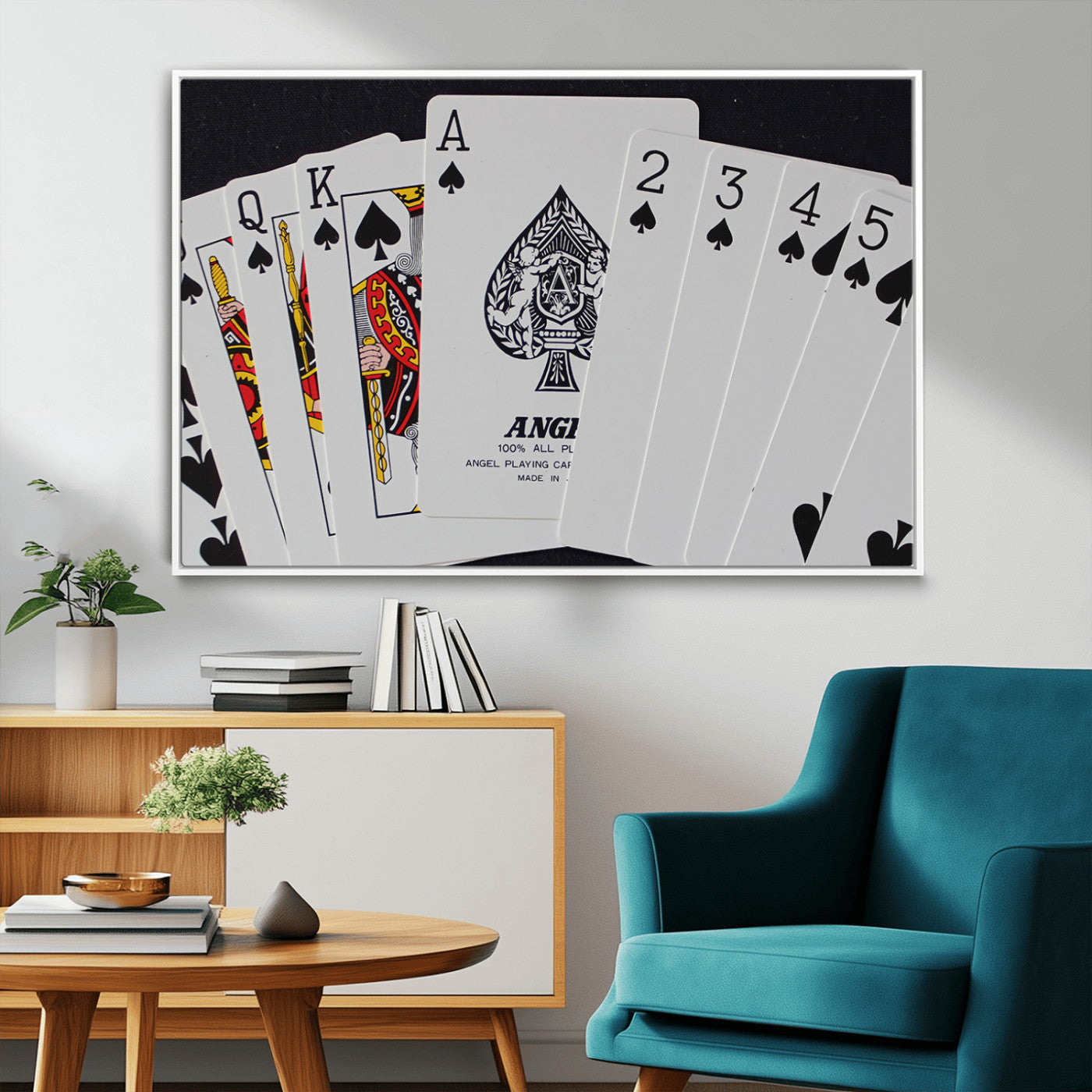 MGV-FC-36X24 - Poker Wall Art - Playing Cards Canvas Wall Art Print - Ace of Spades and Royal Flush Design, Perfect