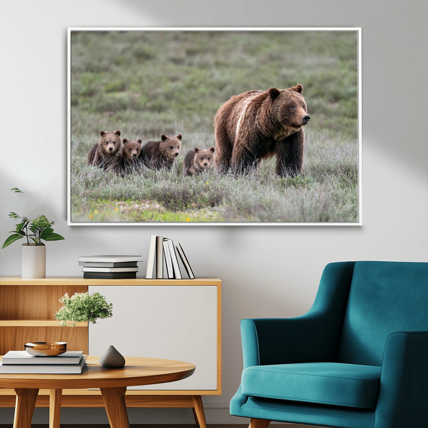 MGV-FC-36X24 - Wildlife Photography of 399 Grizzly Bear Cubs | Queen of the Tetons Canvas Wall Art Print