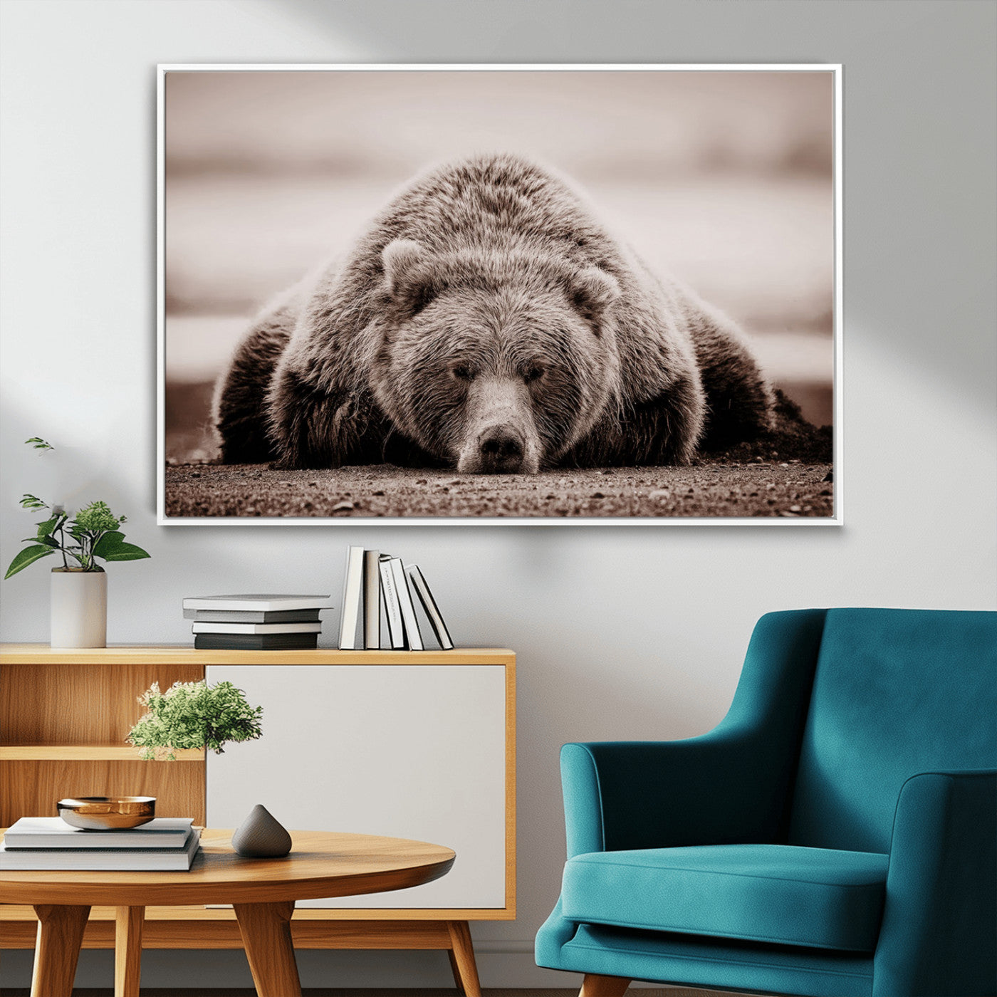 MGV-FC-36X24 - Grizzly Bear Wall Art Print - Bear Canvas Wall Art - Rustic Bear Portrait Canvas Print for Cabin Wall Decor and Nature-Inspired Spaces