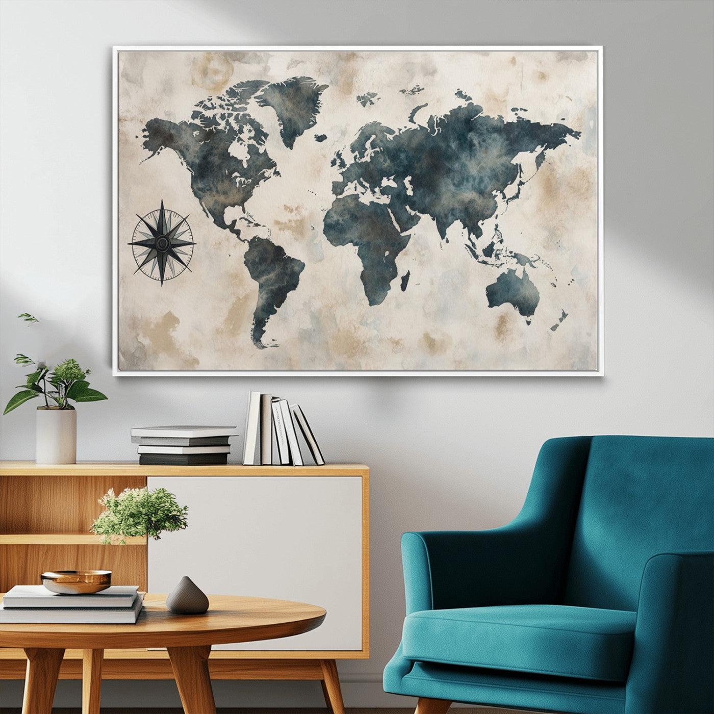 MGV-FC-36X24 - Push Pin World Map Canvas Print – Framed Wall Art for Couples to Track Their Travels – Anniversary