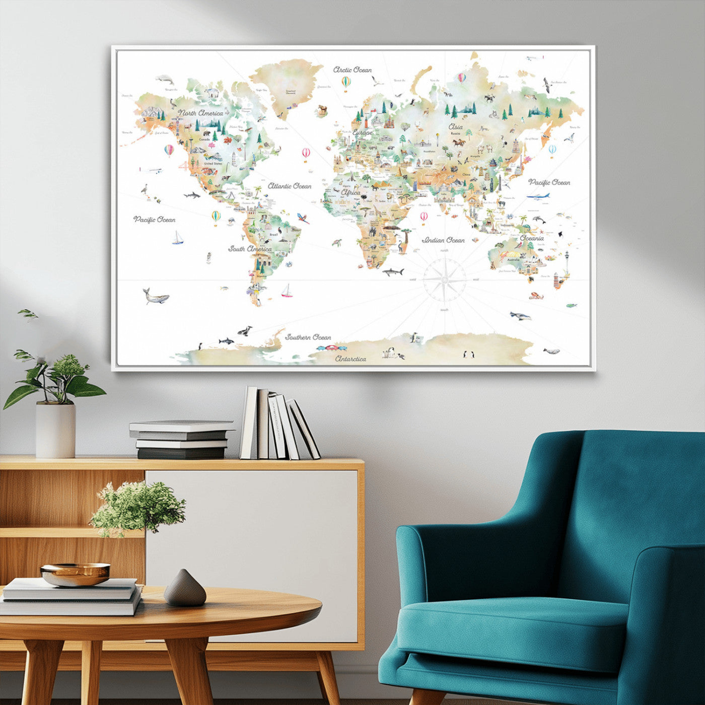 MGV-FC-36X24 - Push Pin World Map Canvas Print – Framed Wall Art for Couples to Track Their Travels – Anniversary
