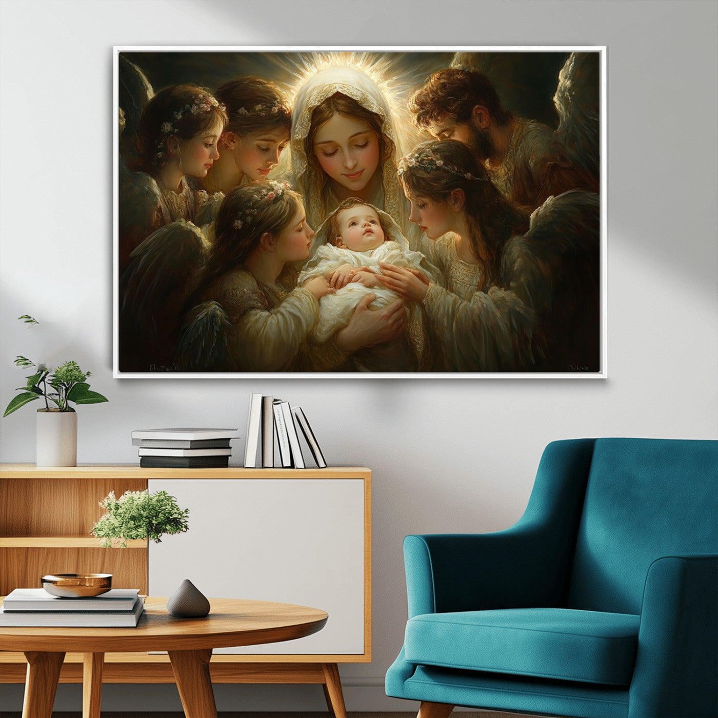 MGV-FC-36X24 - Mary Jesus Canvas Wall Art Print - Madonna and Child with Apostles Art Print - Classic Christian
