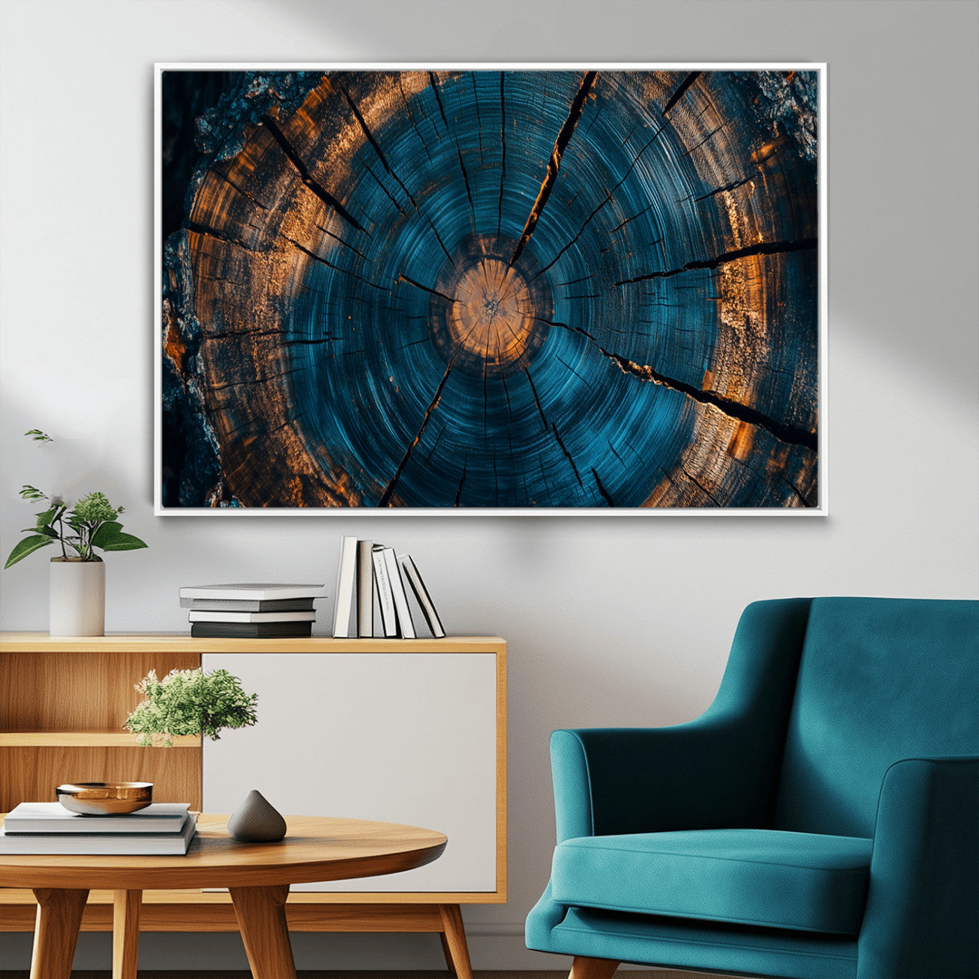 MGV-FC-36X24 - Farmhouse Wall Art - Abstract Tree Rings Canvas Wall Art Print, Framed Wood Grain Rings Artwork