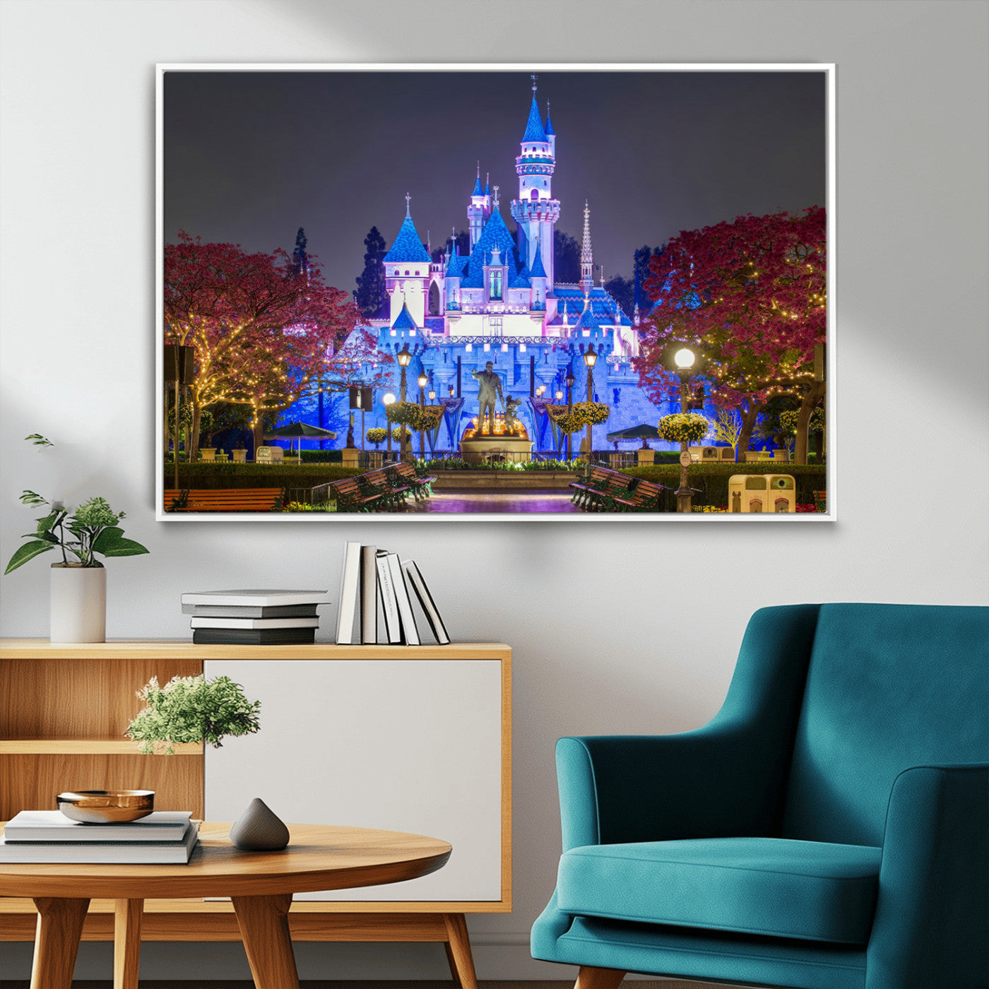 66710-MGV-FC-36X24_White-Large Disney Castle Wall Art Canvas Print - Magic Kingdom Kids Room Decoration Disney World
