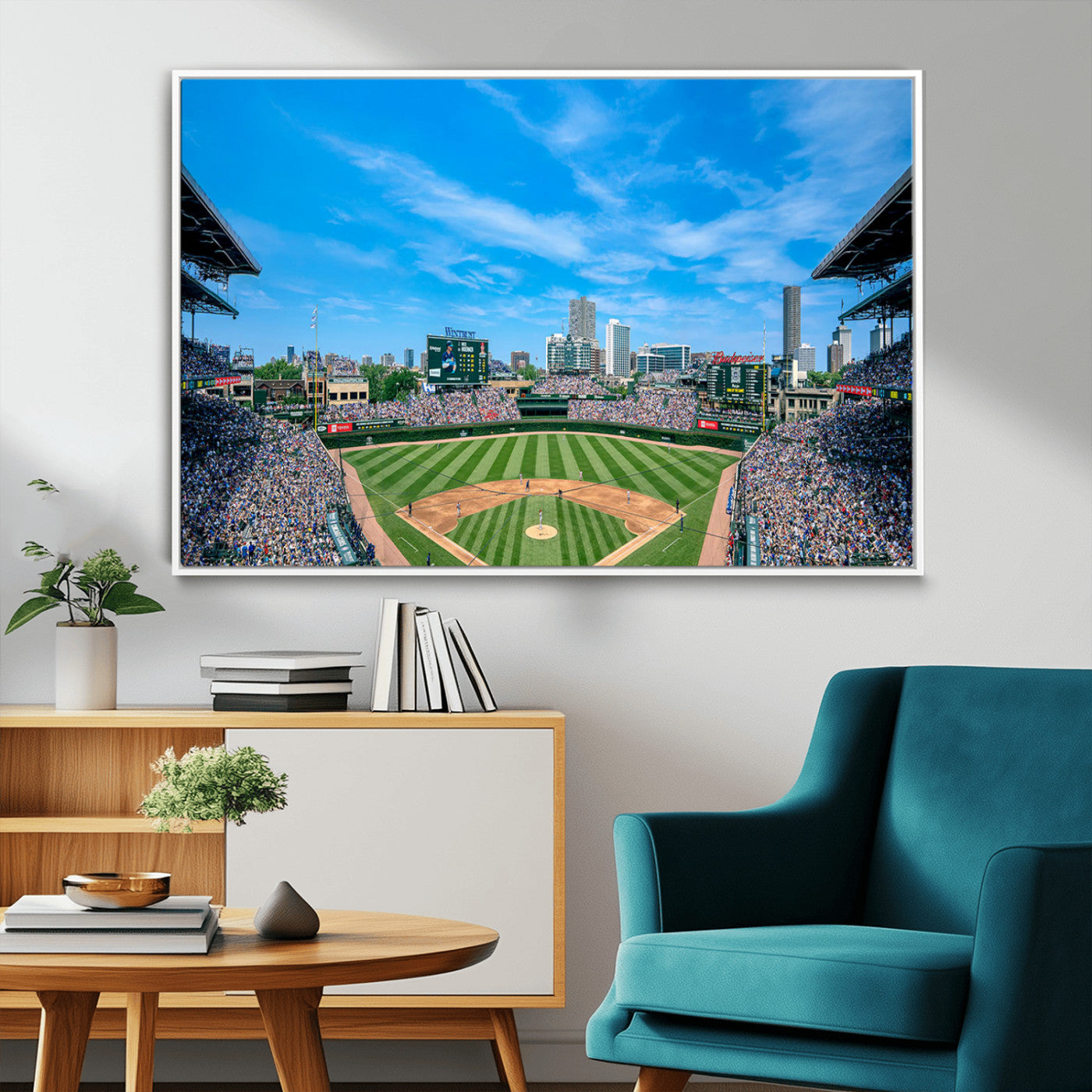 MGV-FC-36X24 - Wrigley Field Chicago Cubs Panoramic Art Multi Piece Canvas - Iconic Baseball Stadium Print for