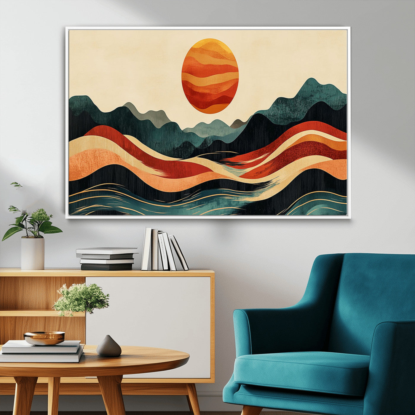 MGV-FC-36X24 - Mountain Triptych Wall Art - Western Nature Prints - Framed Boho Pine Tree Canvas for Log Cabin or