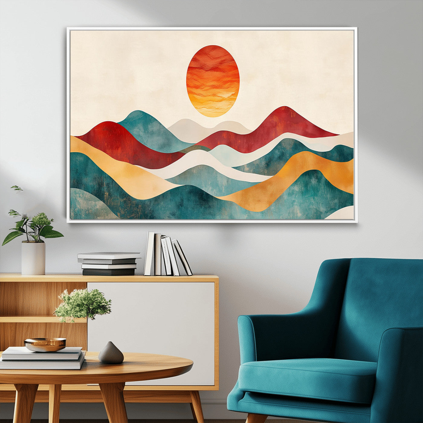 MGV-FC-36X24 - Southwest Mountain Canvas - Boho Triptych Wall Art - Rustic Woodland Nursery Decor - Abstract Nature
