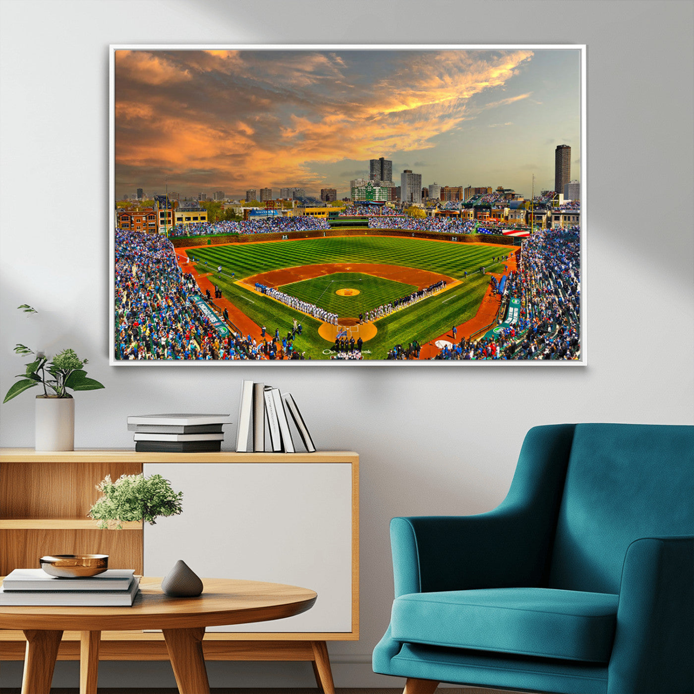 MGV-FC-36X24 - Chicago Wrigley Field Canvas Wall Art - Iconic Baseball Stadium Art Print - Wrigley Field Chicago