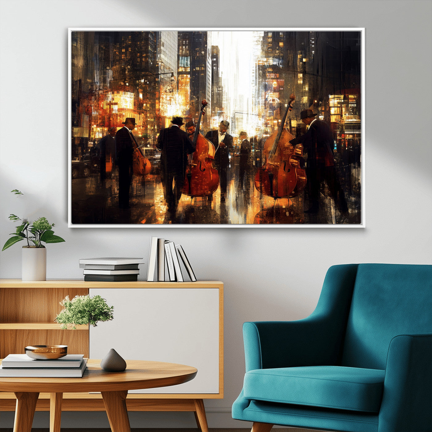 MGV-FC-36X24 - Abstract Jazz Art Wall Art Canvas Print - Framed Abstract Music Canvas - Colorful Instrument Poster