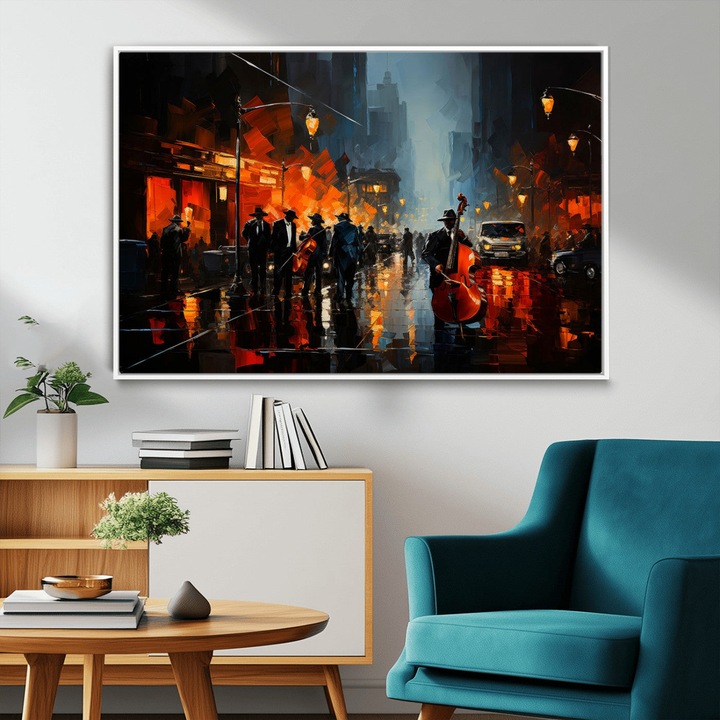 MGV-FC-36X24 - Winston Porter Jazz Wall Art - African American Music Canvas - Abstract Colorful Music Art - Framed