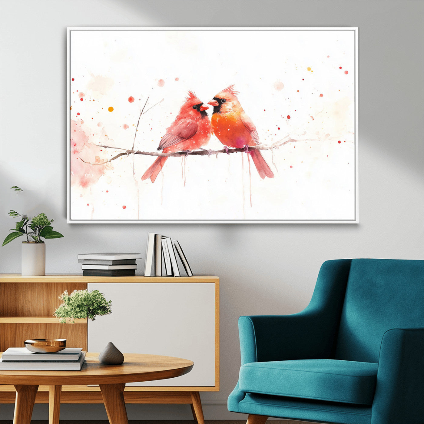 MGV-FC-36X24 - Cardinal Bird Canvas Wall Art - Male and Female Cardinal Print - Nature-Inspired Bird Wall Decor for