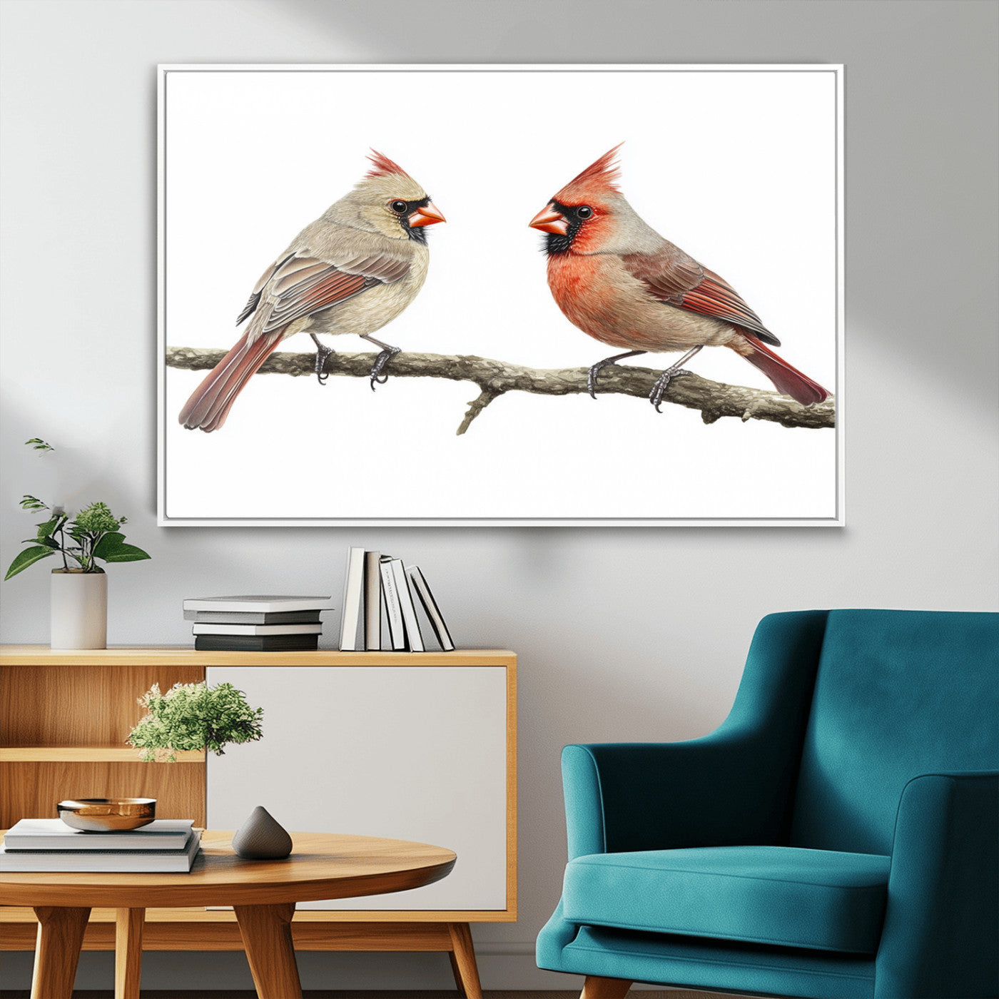 MGV-FC-36X24 - Cardinal Canvas Wall Art - Male and Female Cardinal Print - Nature-Inspired Bird Wall Decor for Home
