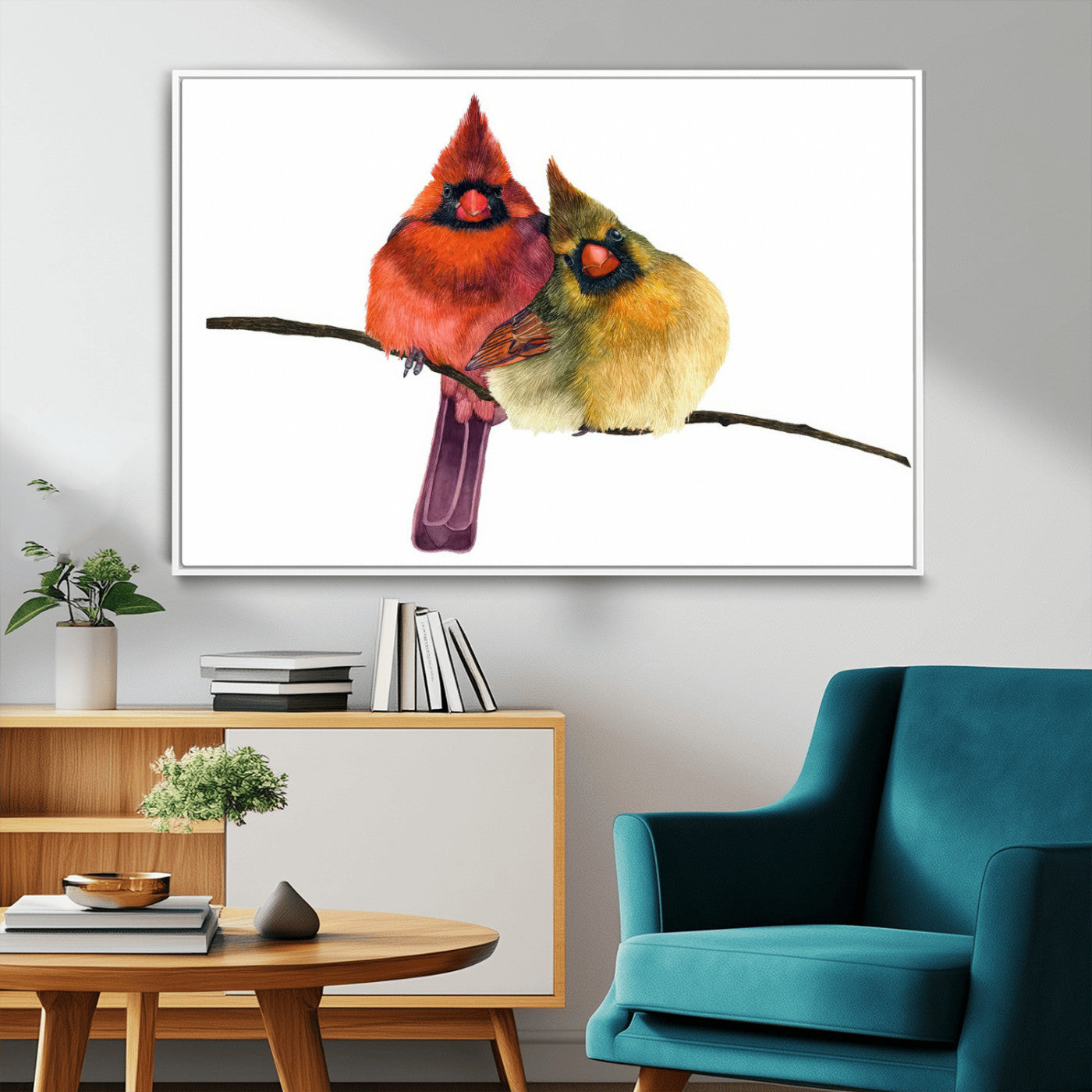 MGV-FC-36X24 - Cardinal Bird Canvas Wall Art - Male and Female Cardinal Print - Nature-Inspired Bird Wall Decor for