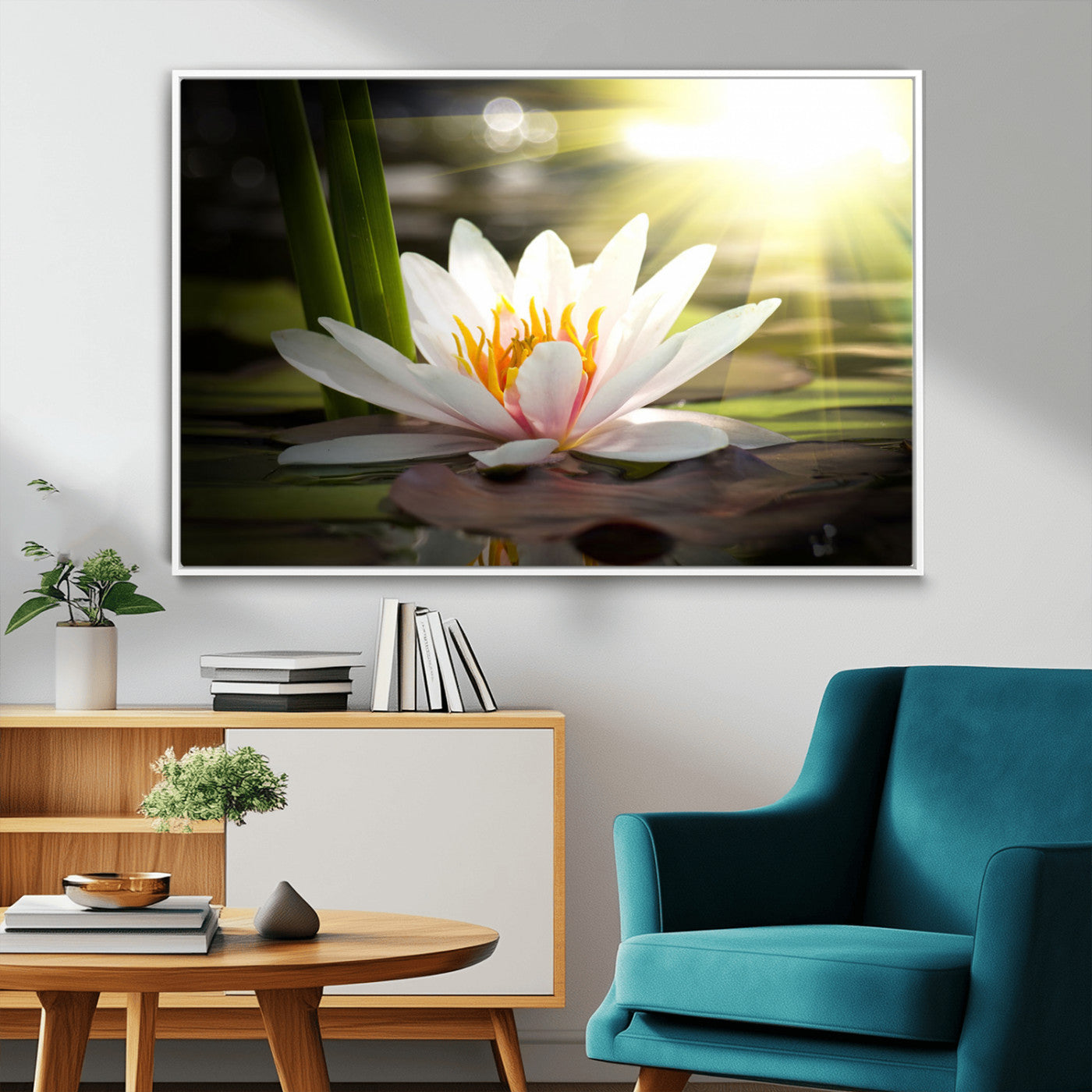 MGV-FC-36X24 - Lotus Flower Wall Art Canvas Print, Water Lily Large Wall Art Canvas Print