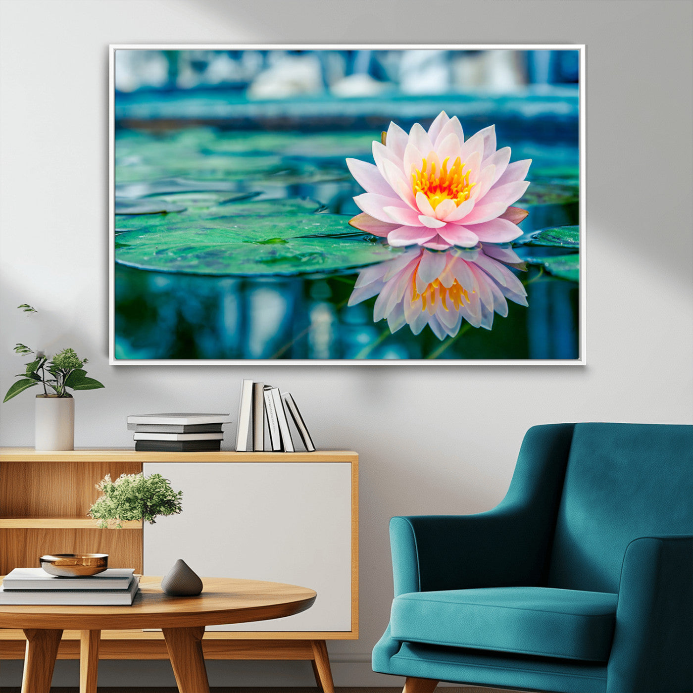 MGV-FC-36X24 - Lotus Flower Wall Art Canvas Print, Water Lily Large Wall Art Canvas Print for Yoga Room Decor,
