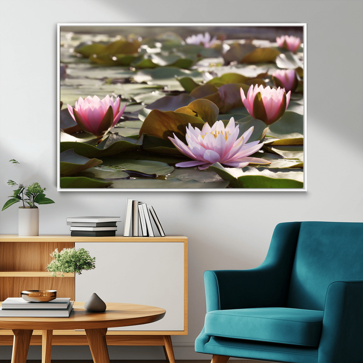 MGV-FC-36X24 - Lotus Flower Wall Art Canvas Print, Water Lily Large Wall Art Canvas Print for Yoga Room Decor,