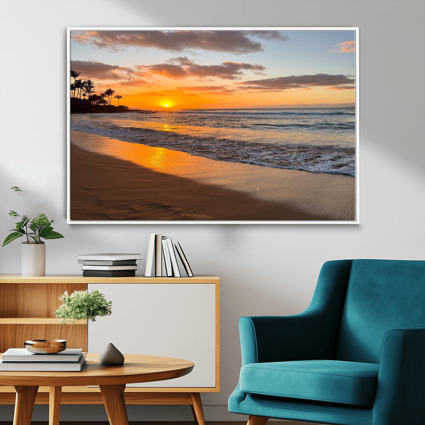 MGV-FC-36X24 - Sunset Wall Art Print - Stunning Beach Sunset Canvas Artwork for Elegant Home or Office Coastal