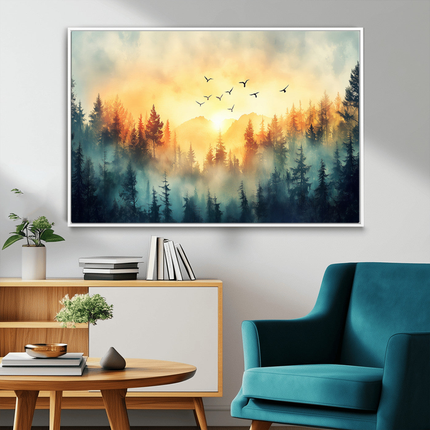 MGV-FC-36X24 - Abstract Forest Wall Art Print- Serene Nature Canvas Print with Misty Forest Design for Modern Home