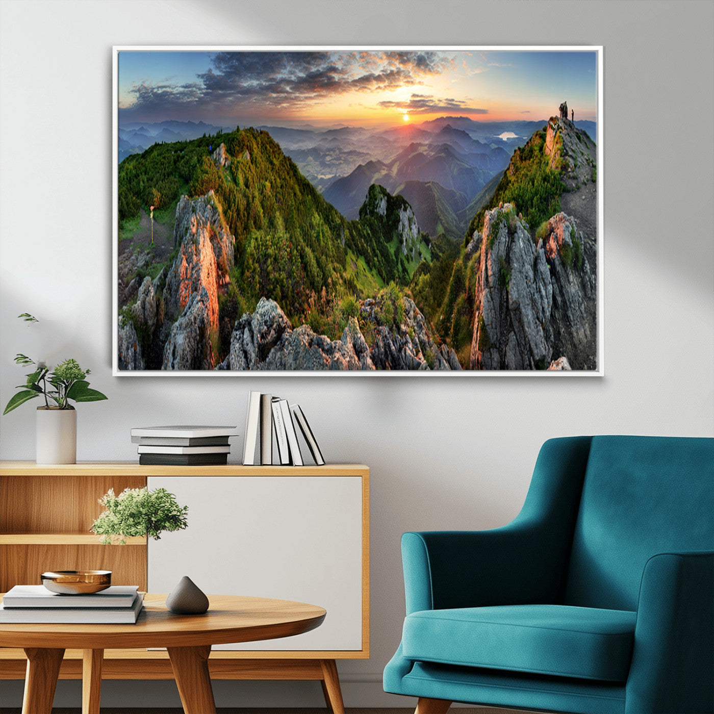 MGV-FC-36X24 - Mountain Sunset Panoramic Canvas Print – Scenic Wilderness Landscape, Majestic Summit , Multi-Panel