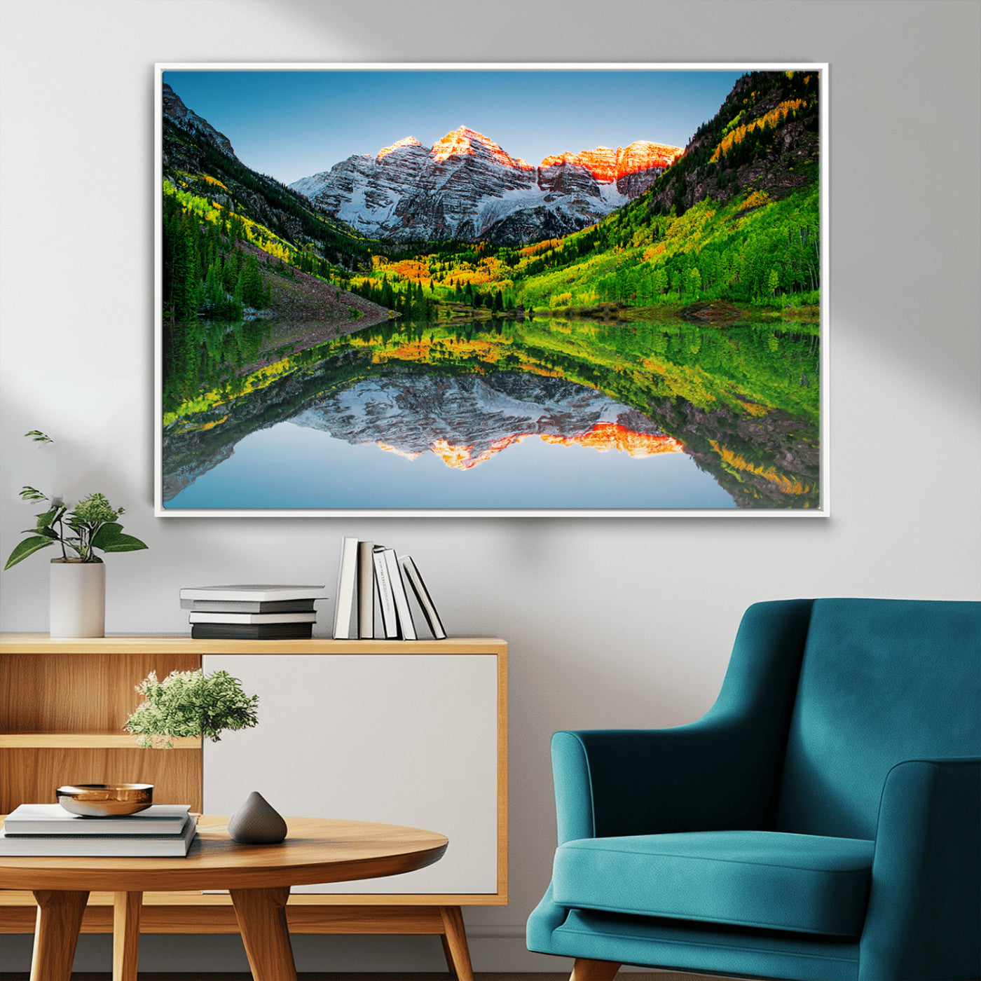 MGV-FC-36X24 - Maroon Bells Lake Print Wall Art – Majestic Colorado Mountain Landscape, Autumn Reflection,
