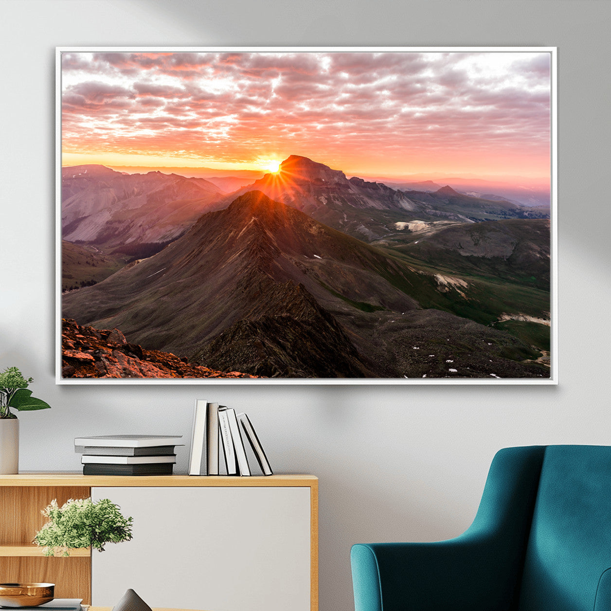 MGV-FC-36X24 - Majestic Sunrise Wall Art – Canvas Print of Rugged Mountain Peaks, Vibrant Sky, Serene Landscape, Nature Decor for Home or Office