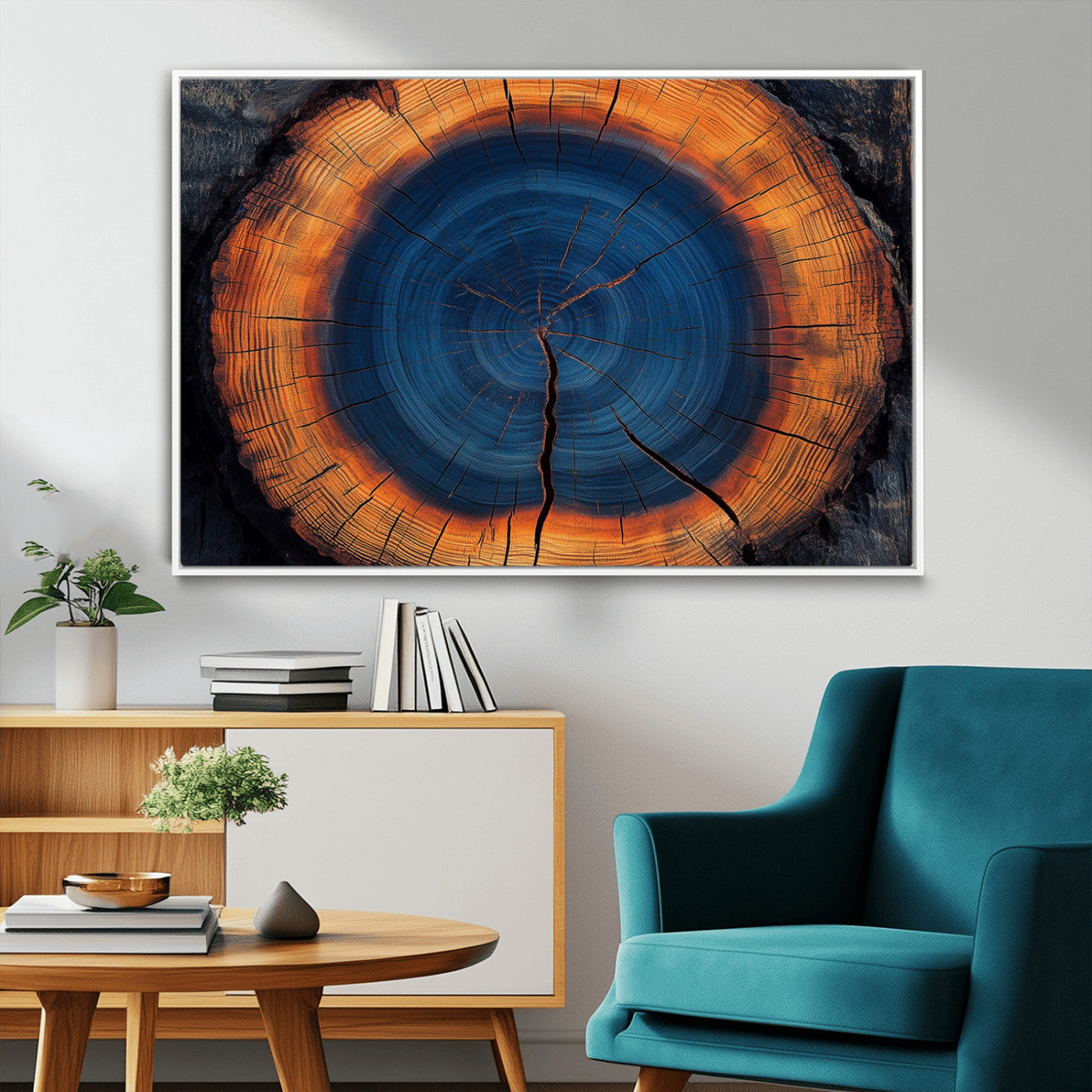 MGV-FC-36X24 - Abstract Tree Ring Wall Art Print, Natural Rustic Wood Texture Canvas Print, Framed Tree Ring Printing, Wood Tree Stump Artwork Canvas Print