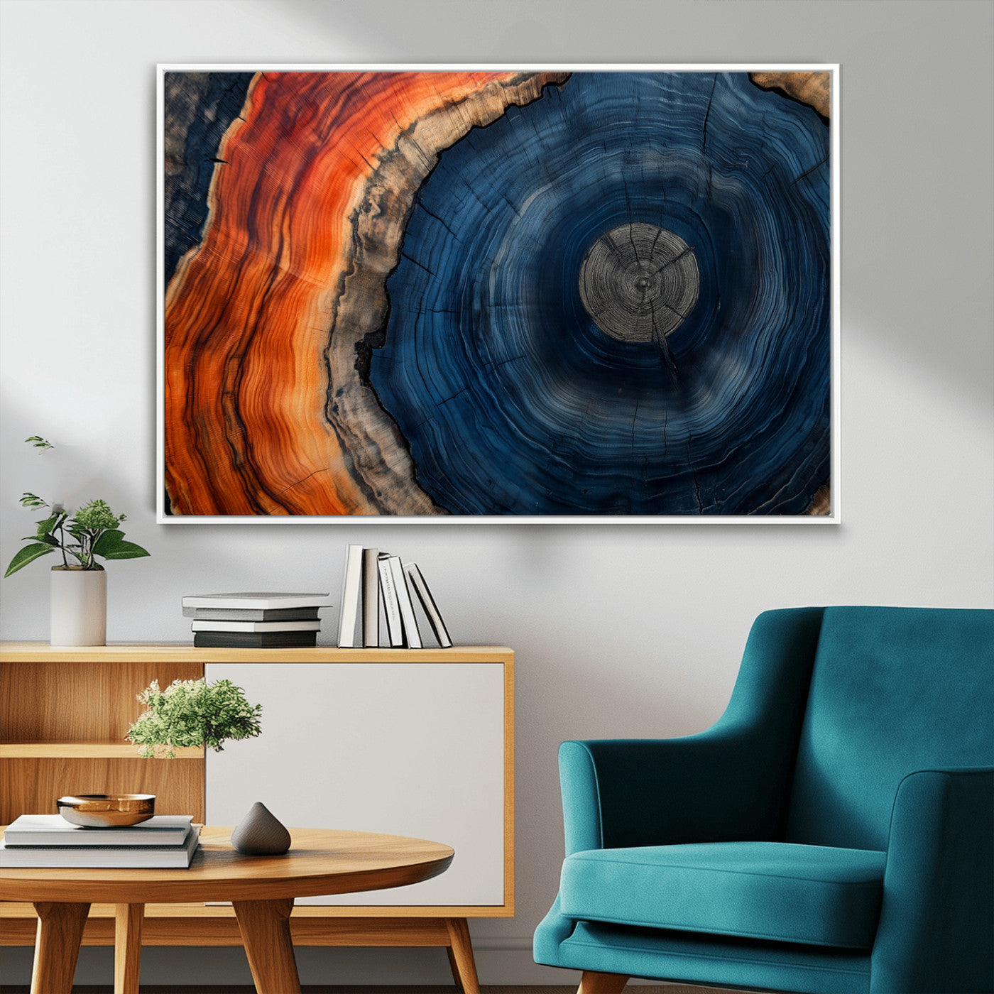 MGV-FC-36X24 - Tree Rings Wall Art Canvas Print, Rustic Wood Print, Framed Natural Texture Art Print, Wood Grain