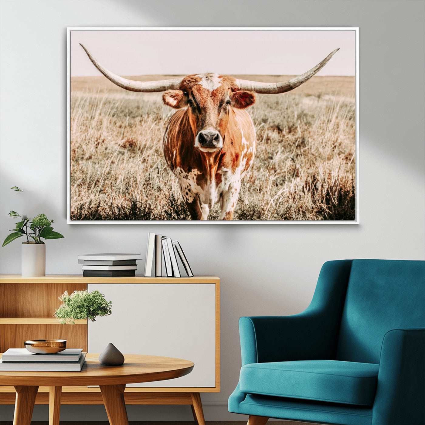 MGV-FC-36X24 - Wall Art Canvas Print Majestic Longhorn Graceful Strength in Every Curve Bold Spirit of the Wild
