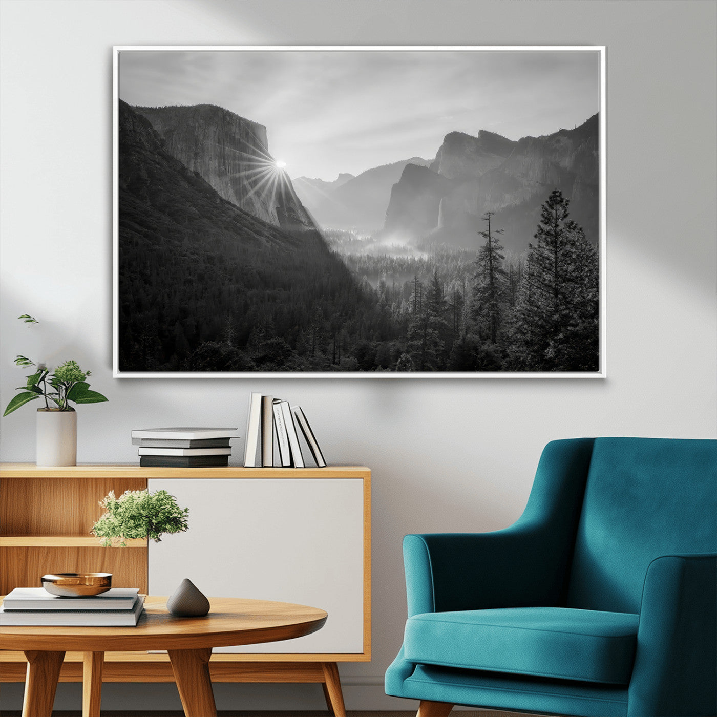 MGV-FC-36X24 - Yosemite Valley Wall Art Canvas Print, Framed El Capitan Sunrise Art Picture Print, Misty Mountain Perfect Modern Rustic Decor Artwork