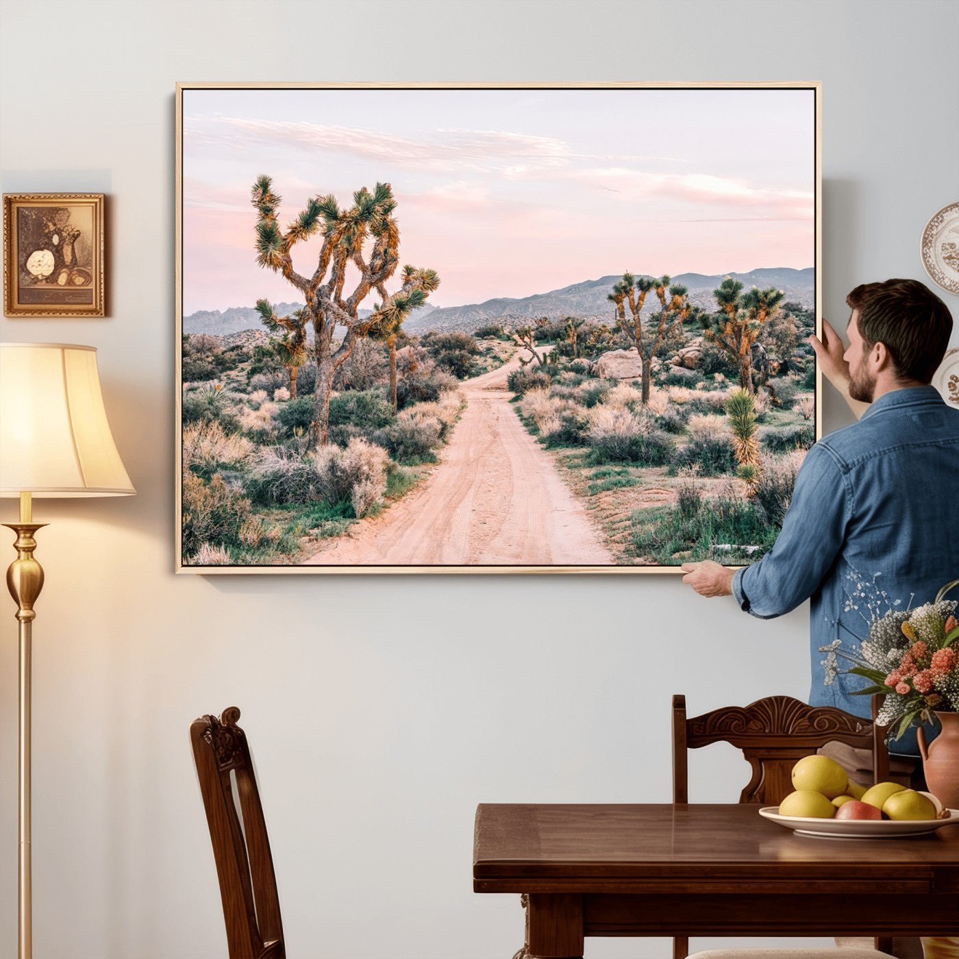 12540952-MGV-CV-36X24 - Desert Trail Wall Art – Canvas Print of Joshua Trees & Sunset Glow, Sandy Path Wilderness, Scenic Nature Escape Decor for Living Room, Office or Bedroom