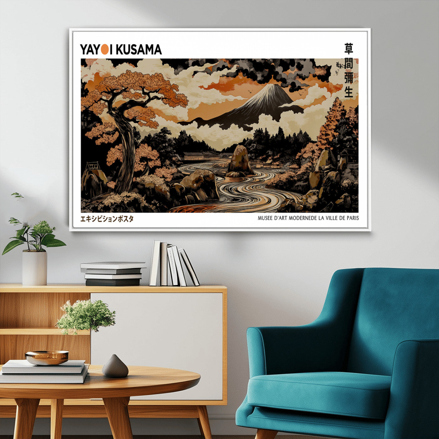 MGV-FC-36X24 - Modern Japanese Wall Art Print Yayoi Kusama Canvas Wall Art Abstract Mount Fuji Canvas Print