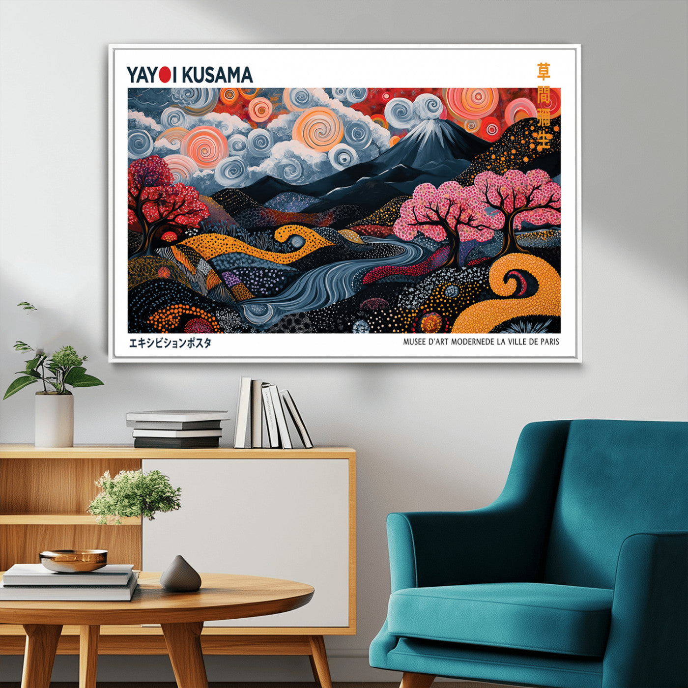 MGV-FC-36X24 - Modern Japanese Wall Art Print Yayoi Kusama Canvas Wall Art Abstract Mount Fuji Canvas Print