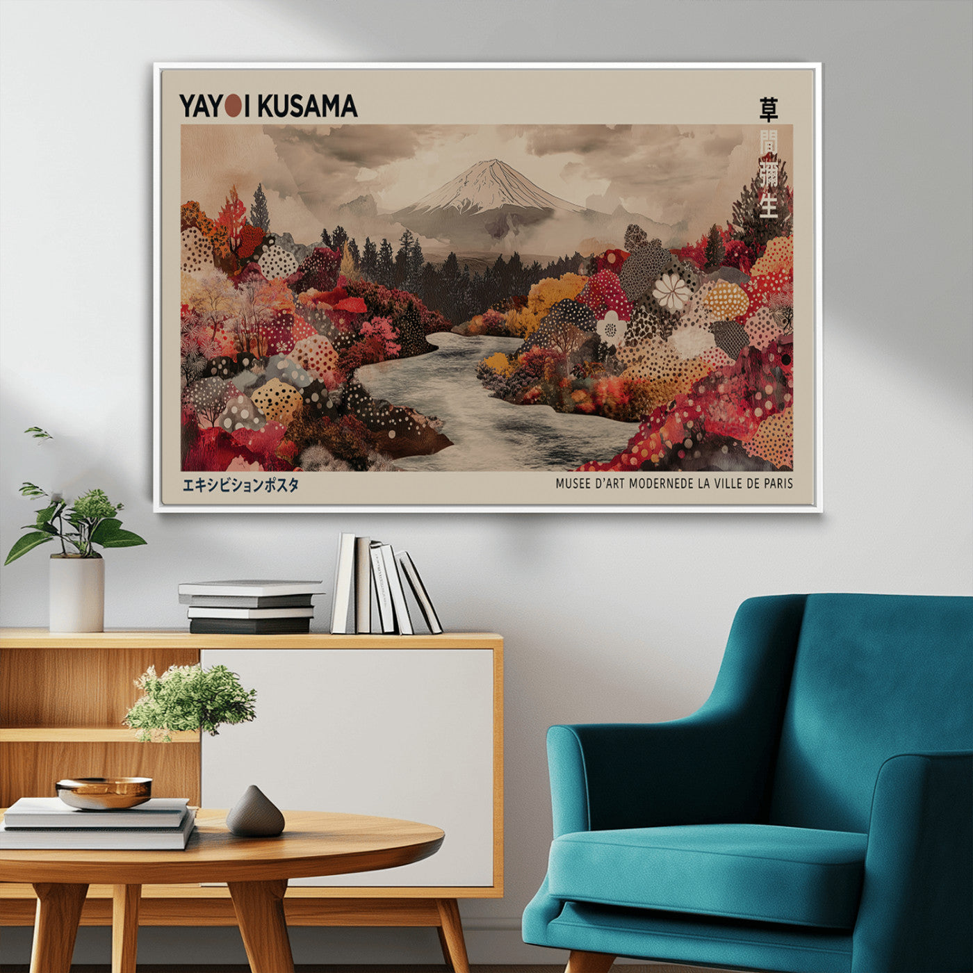 MGV-FC-36X24 - Modern Japanese Wall Art Print Yayoi Kusama Canvas Wall Art Abstract Mount Fuji Canvas Print