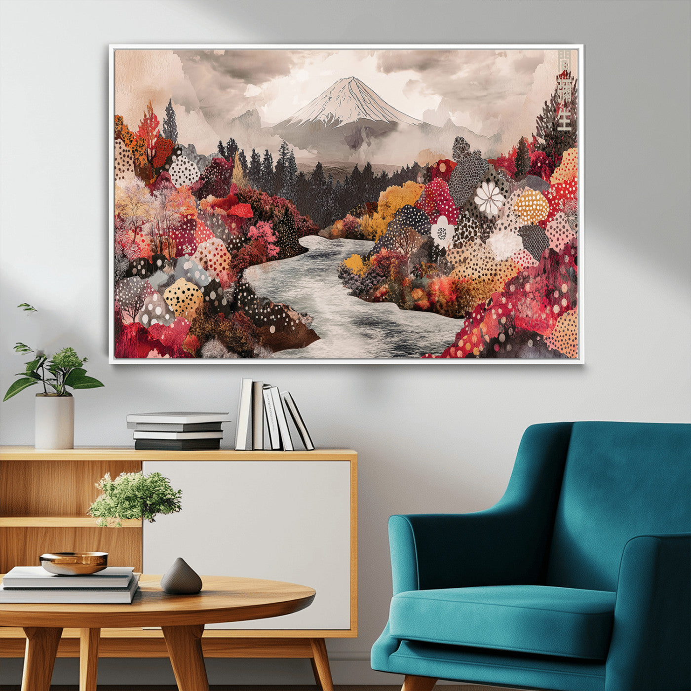 MGV-FC-36X24 - Mountain Wall Art Wall Art Canvas Print, Framed Autumn Forest Art Picture Print, Cottagecore Landscape Perfect Cottagecore Boho Decor Artwork
