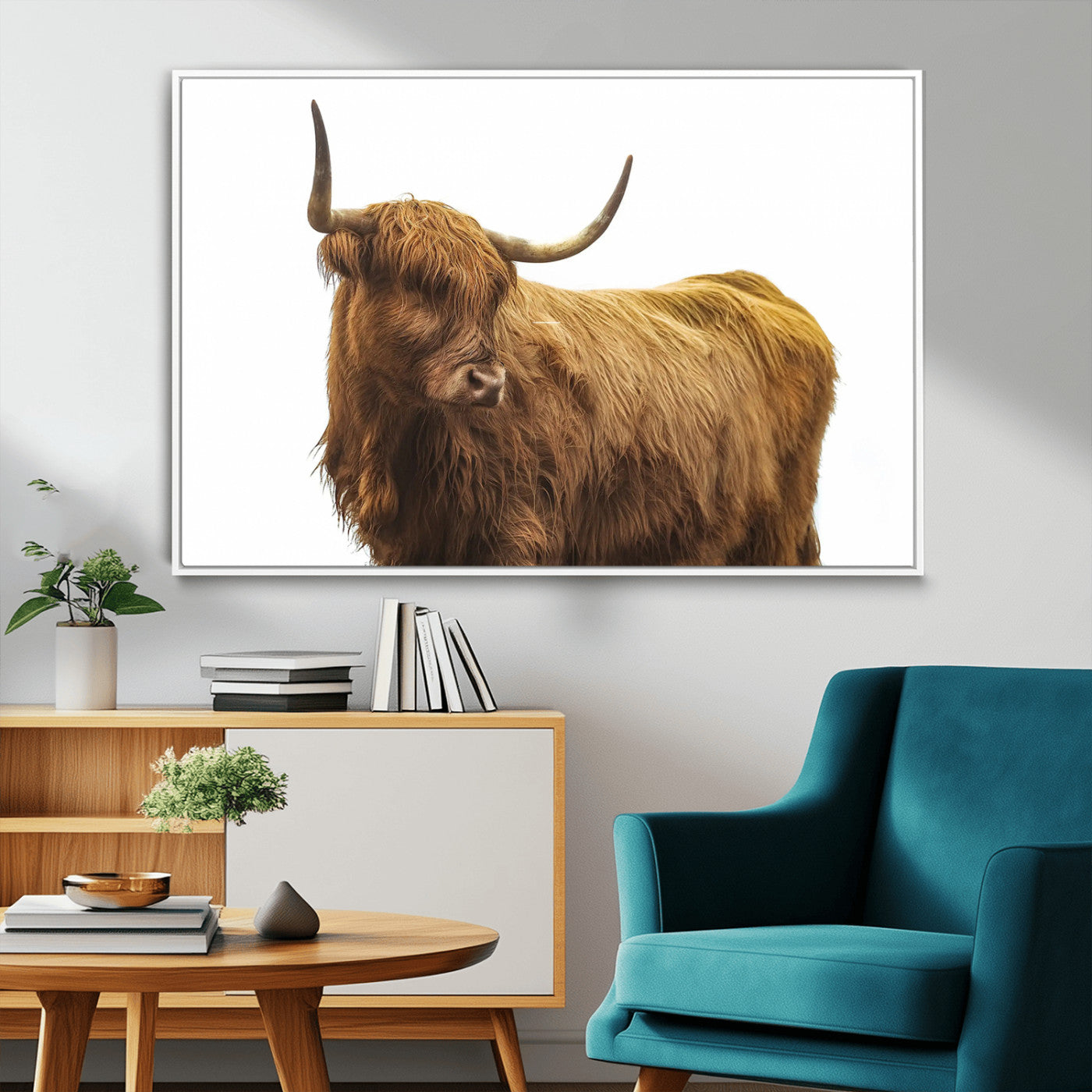 MGV-FC-36X24 - Highland Cow Wall Art Canvas Print, Framed Farmhouse Wall Art Art Picture Print, Rustic Animal Decor Perfect Rustic Farmhouse Decor Artwork
