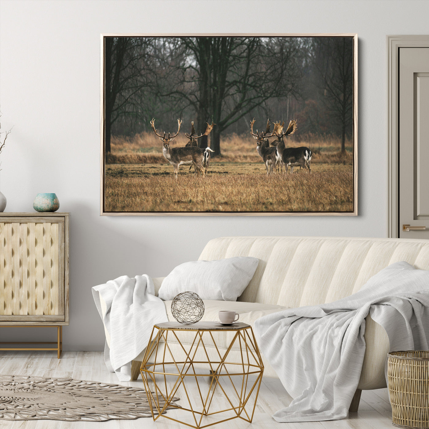 Deer Photography Wall Art Canvas Print, Framed Rustic Wildlife Art Picture, Rustic Deer Wall Art Print