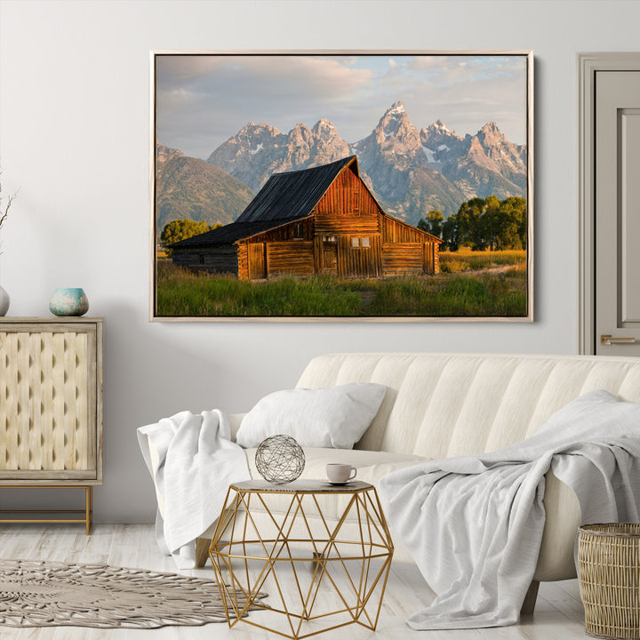 Rustic Barn Wall Art Canvas Print, Framed Western Landscape Art Picture Print, Farmhouse Style Perfect Rustic Farmhouse Decor Artwork