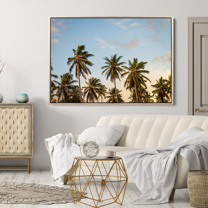 Palms Wall Art Canvas Print, Framed Tropical Art Picture Print, Coastal Perfect Coastal Decor Artwork