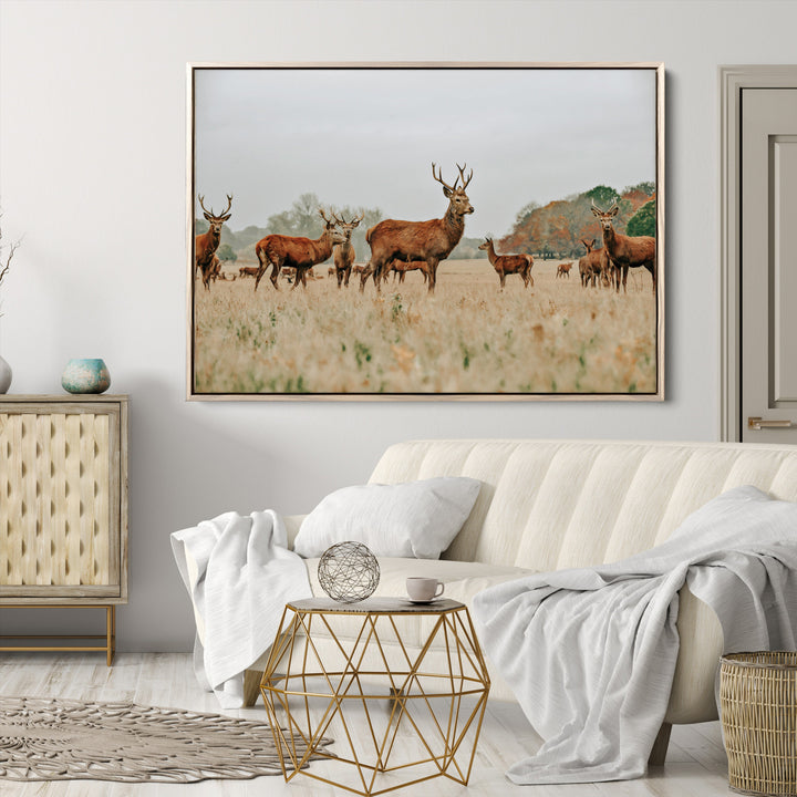 Rustic Deer Print Wall Art Canvas Print