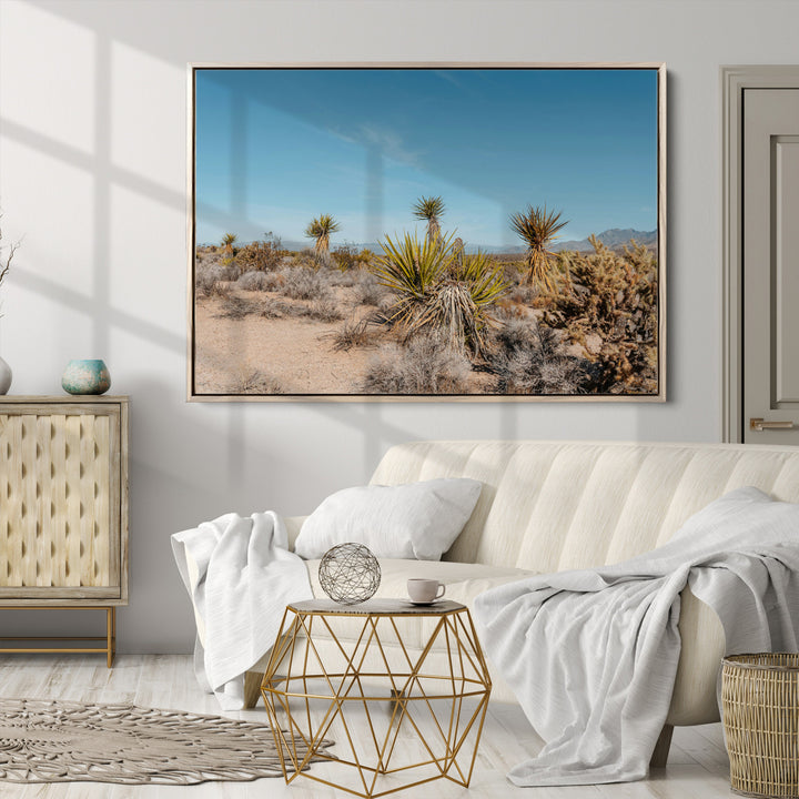 Joshua Tree Wall Art Canvas Print, Desert Landscape Print, Framed Warm Earth Tones Art Print, Large California Southwest Printing