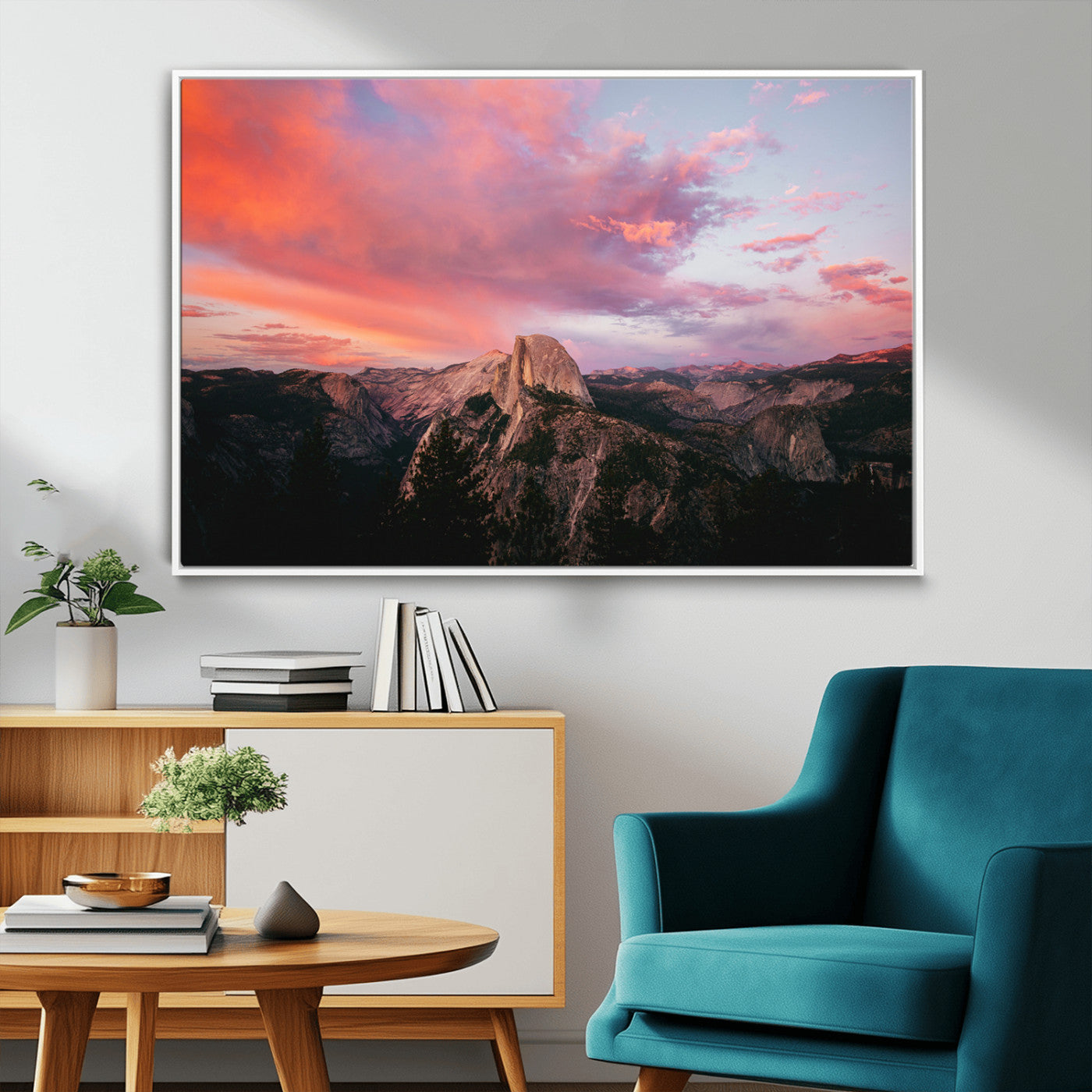 MGV-FC-36X24 - Half Dome Wall Art Canvas Print, Framed Yosemite National Park Art Picture Print, Dramatic Sunset Perfect Adventurous Wilderness Decor Artwork