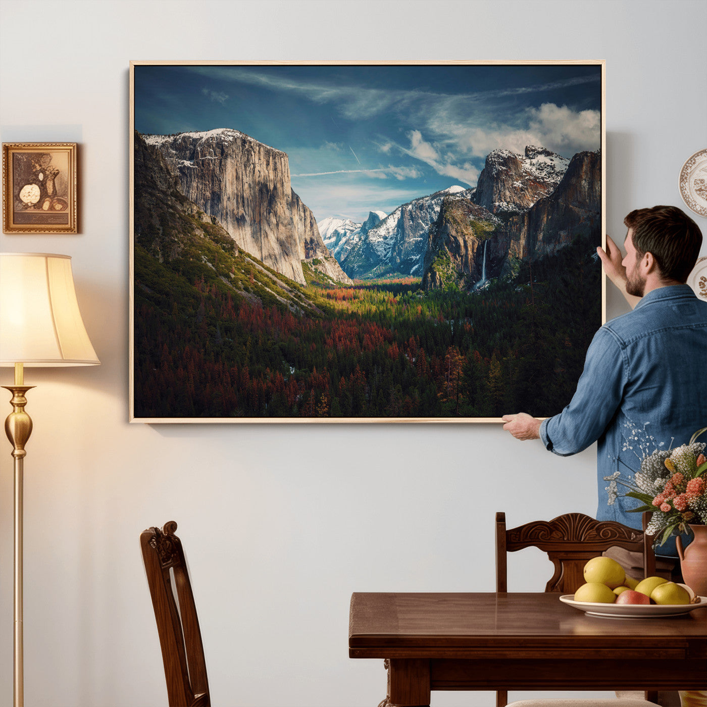 15244033-MGV-CV-36X24 - Yosemite National Park Wall Art – Framed Mountain Landscape El Capitan Canvas Print Scenic Decor for Home, Office Decor