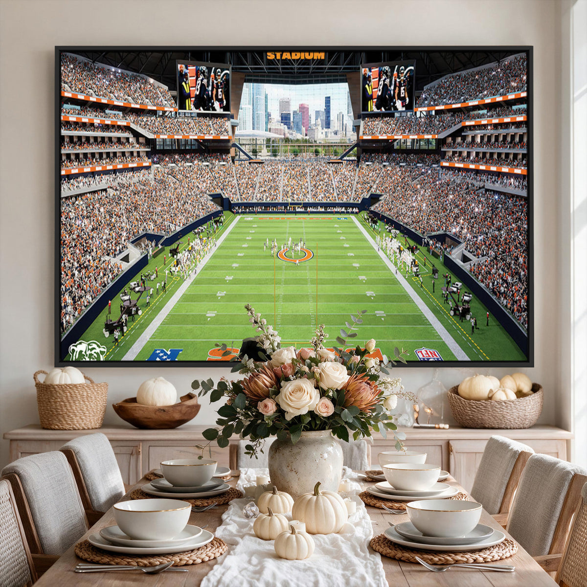 76935553-PAN-FL-20X10 - Chicago Bears Soldiers Field Wall Art Canvas Print, Home Office Wall Decor