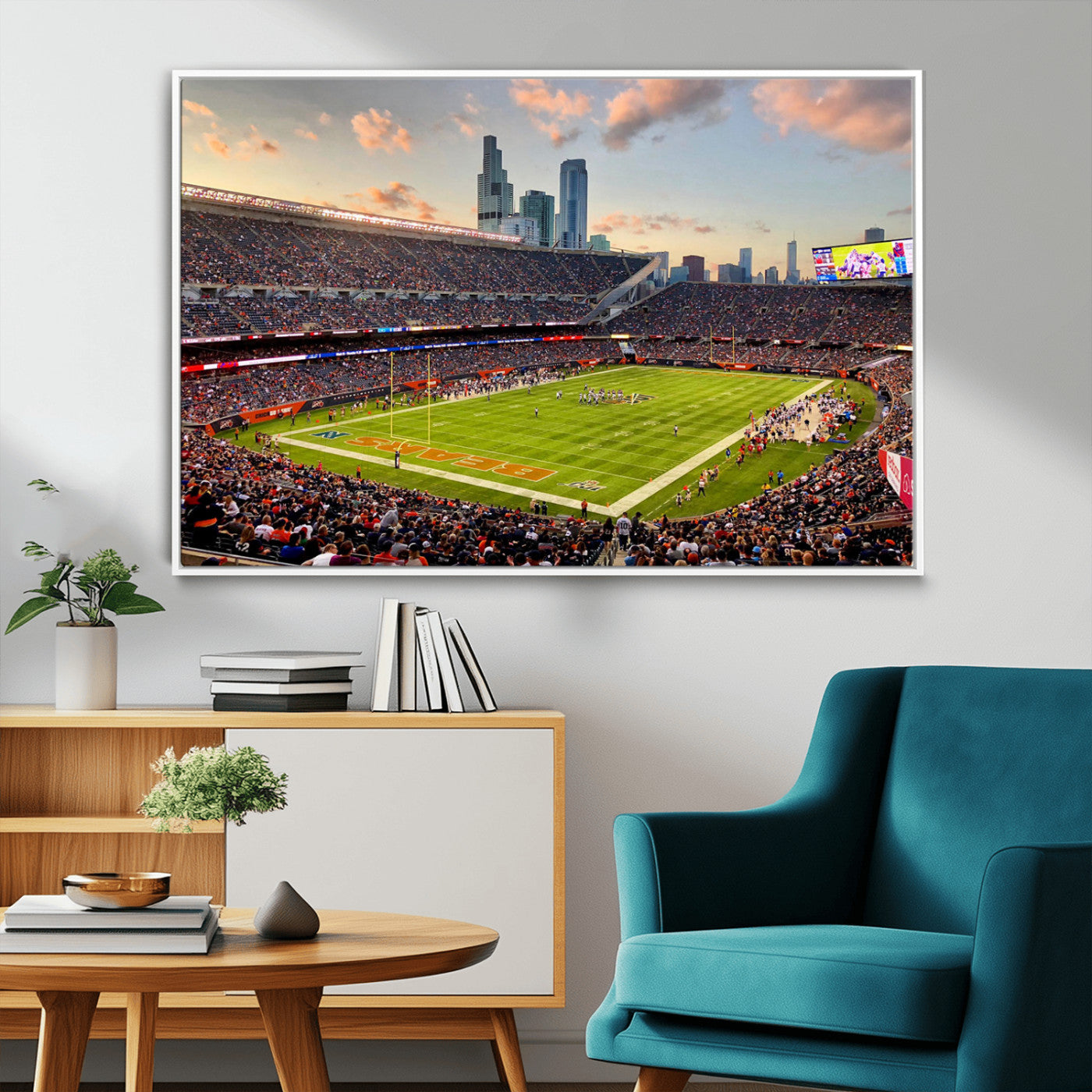 MGV-FC-36X24 - Chicago Bears Soldiers Field Wall Art Canvas Print – Framed Football Stadium Artwork for Sports