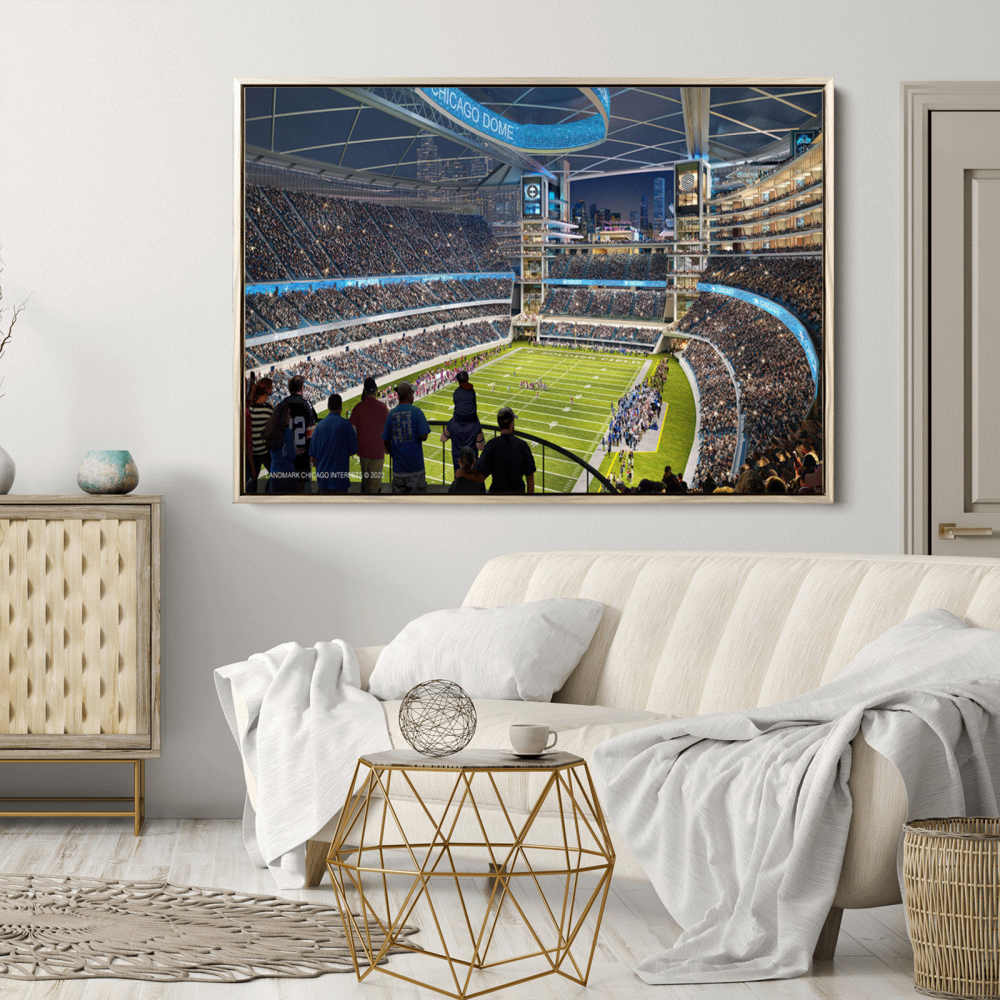 41816511-MGV-CV-36X24-Chicago Bears Soldiers Field Wall Art Canvas Print – Framed Football Stadium Artwork for Sports Fans, Soldier Field Skyline Canvas Decor for Game Room or Man Cave