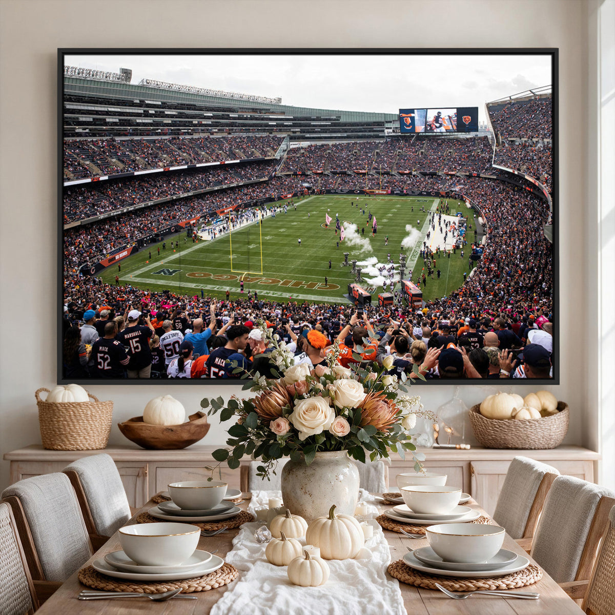 18347149-MGV-CV-36X24 - Chicago Bears Soldier Field Wall Art Canvas Print – Framed Football Stadium Artwork Team Spirit for home, office