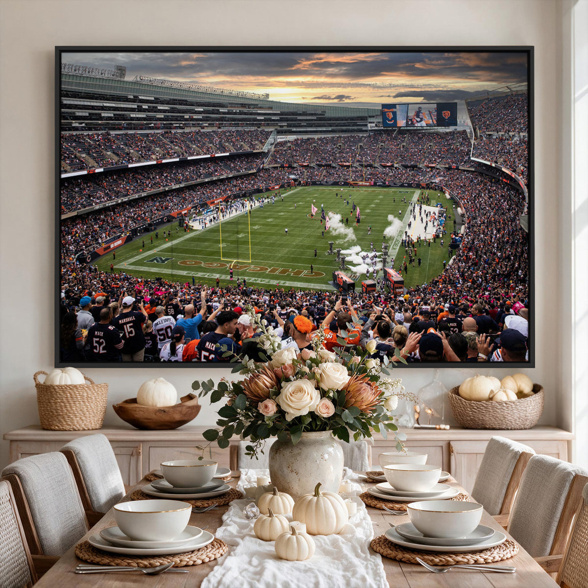 87578930-PAN-FL-20X10 - Chicago Bears Soldiers Field Wall Art Canvas Print, Home Bar Wall Decor