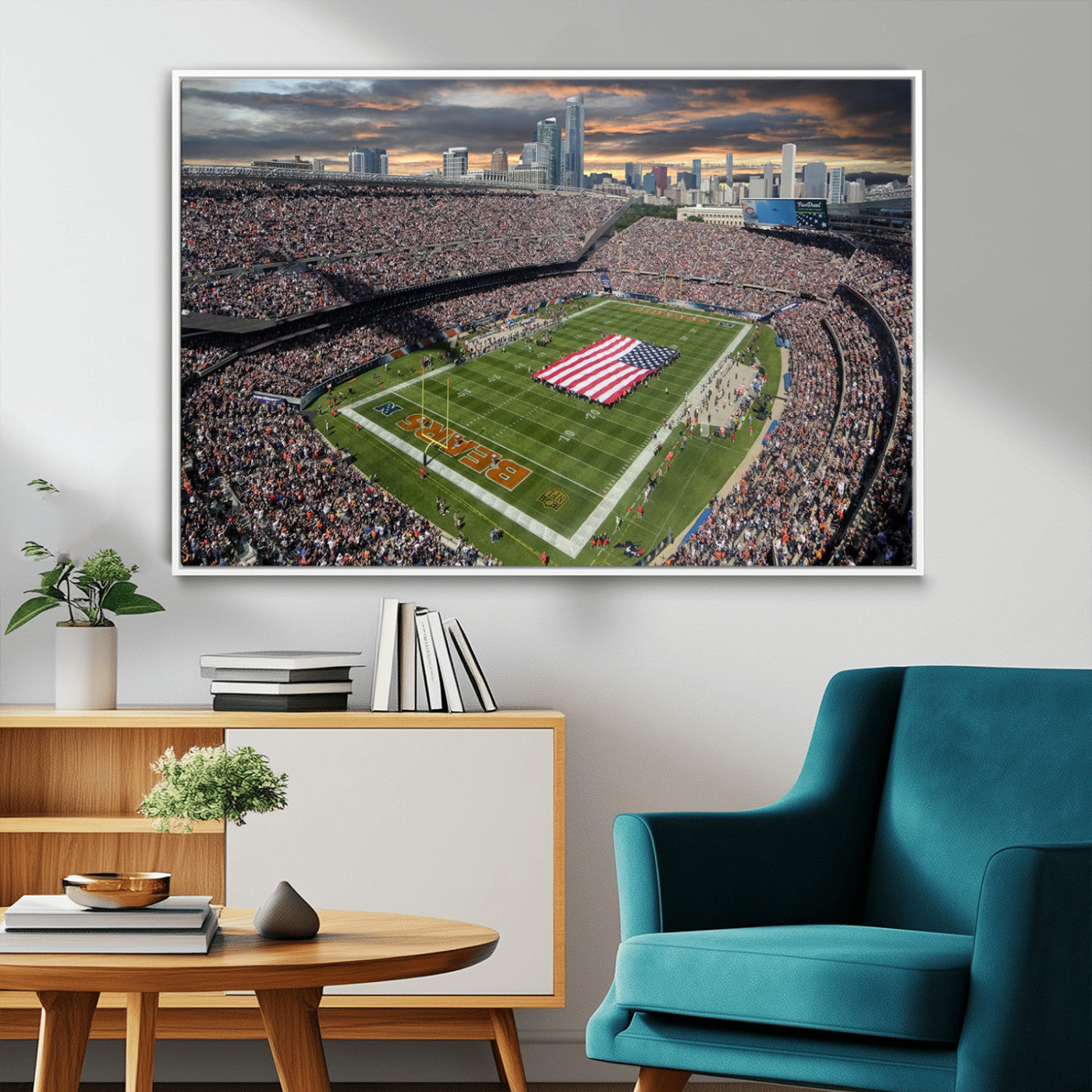 MGV-FC-36X24 - Chicago Bears Soldiers Field Wall Art Canvas Print – Framed Football Stadium Artwork for Sports