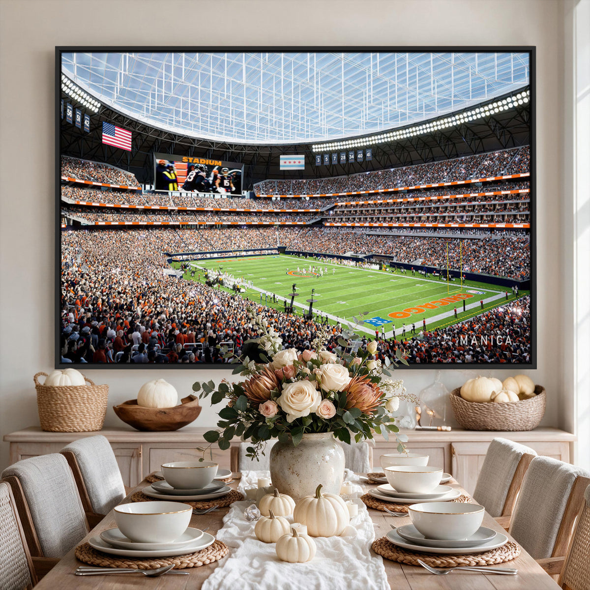 32530647-PAN-FL-20X10 - Chicago Bears Soldiers Field Wall Art Canvas Print, Framed and Ready to Hang